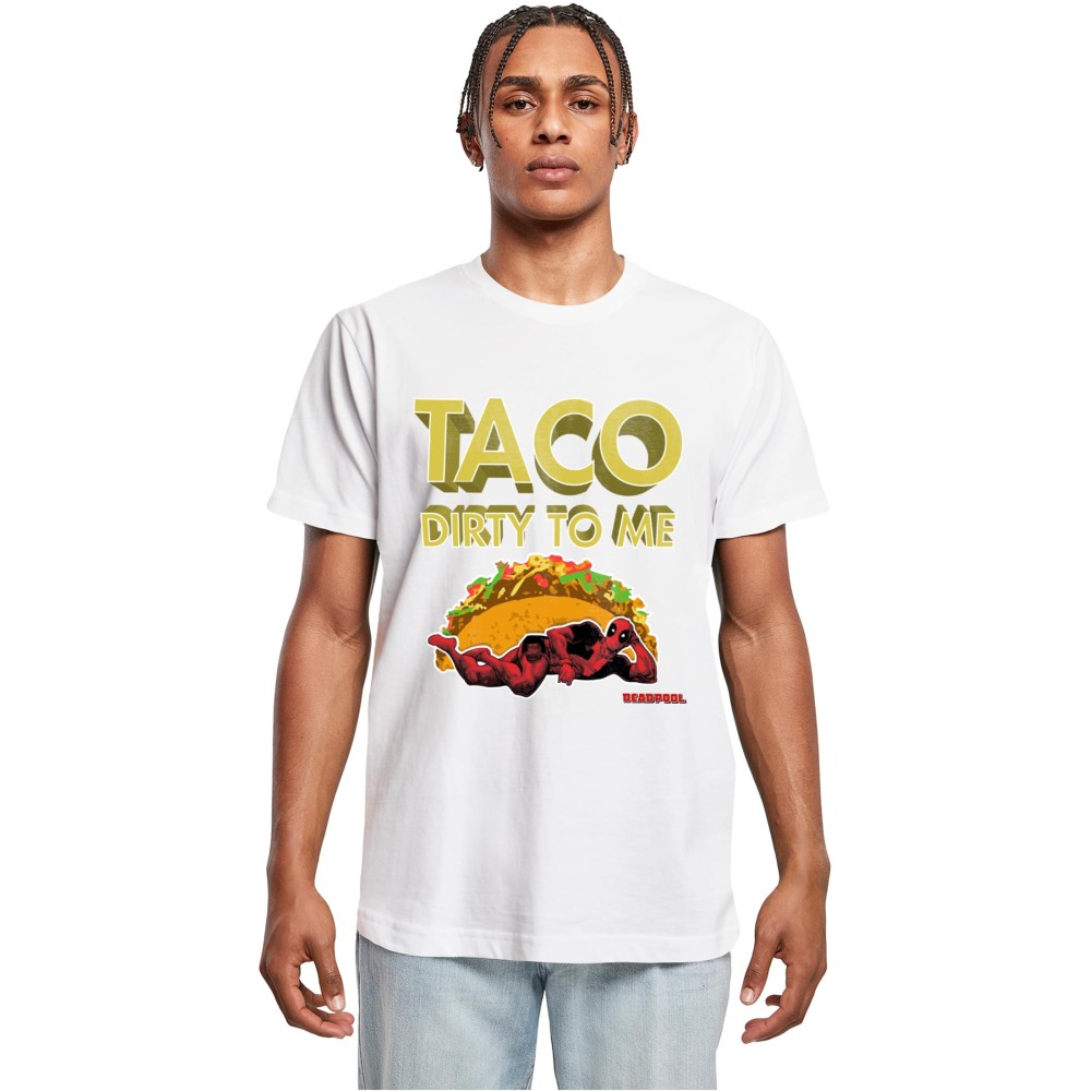 Merchcode Marvel Deadpool - Taco Tshirt Homme - Blanc